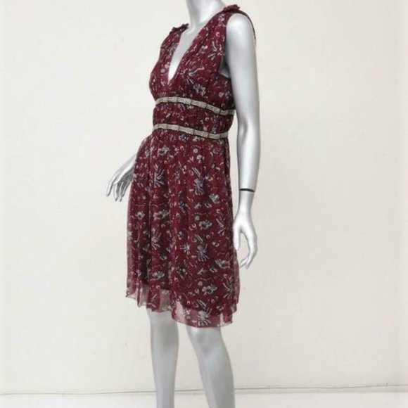 NWOT Isabel Marant Etoile 100% Silk Balzan Red Dress - Size FR38/US6 (Medium) - Picture 4 of 9